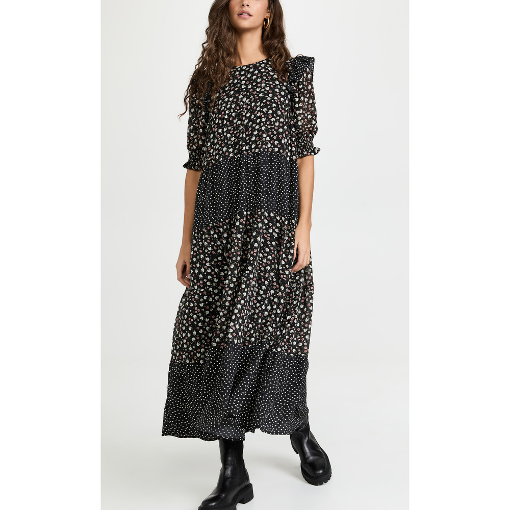 English Factory Floral & Dot Print Maxi Dress Size XS
